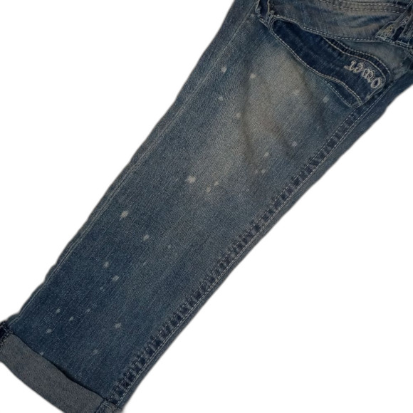 Aesthetic WallFlower Low Rise Distressed Denim Capris 5 Broken In Ripped bleach - Picture 6 of 8